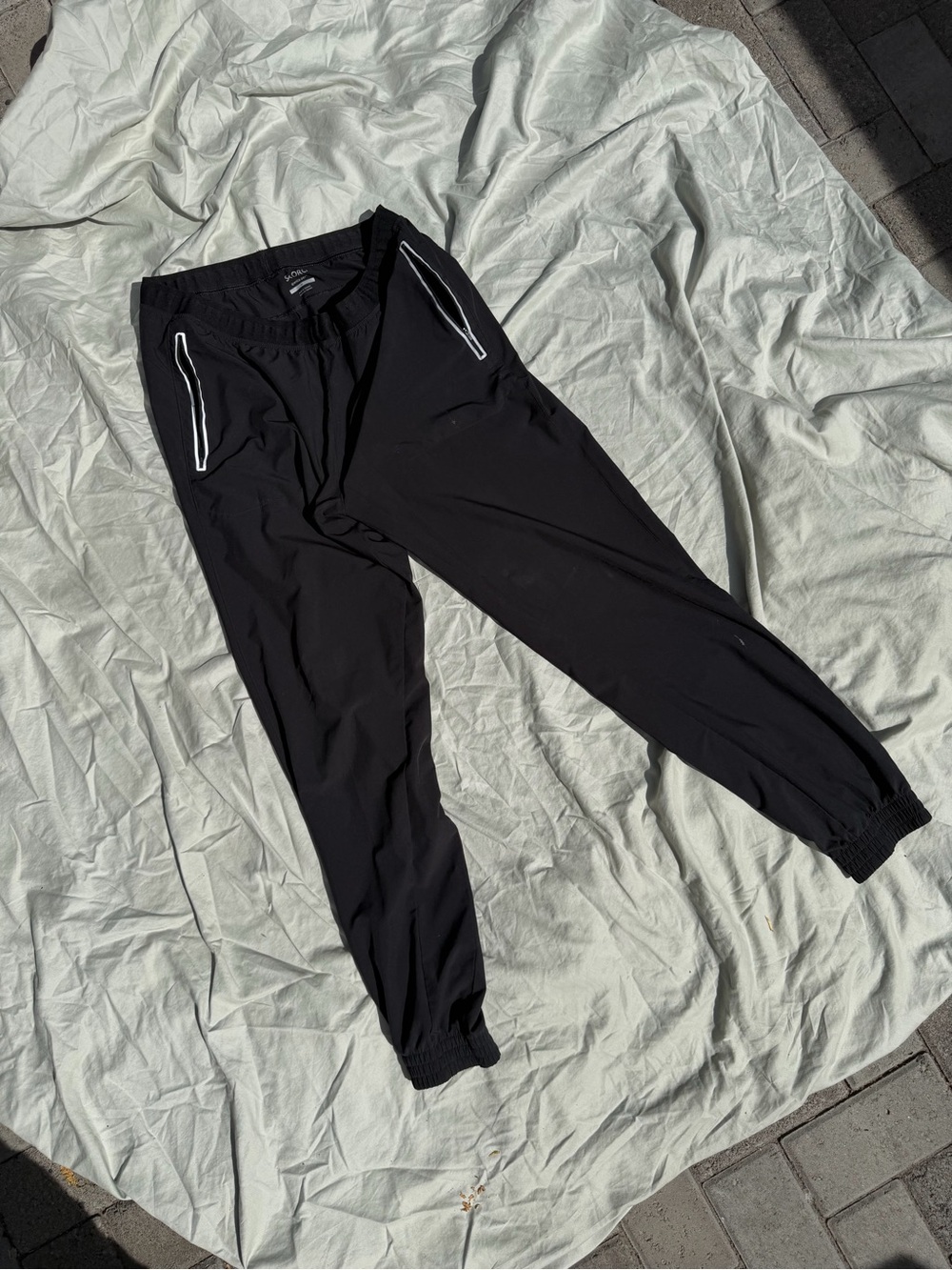 Men's Black Jogger Pants with Reflective Trim